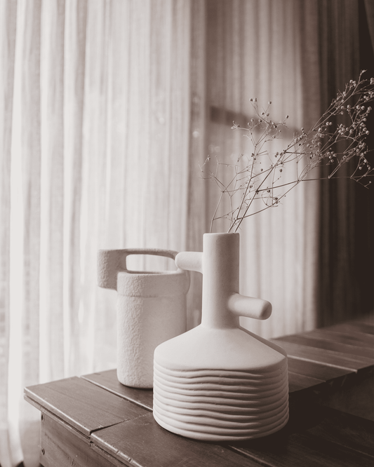 Off-White Textured Ceramic Vase